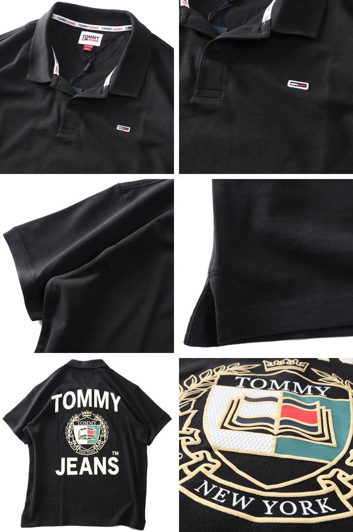 【bb0623】大きいサイズ メンズ TOMMY JEANS トミージーンズ 鹿の子 ロゴデザイン 半袖 ポロシャツ USA直輸入 dm0dm16223