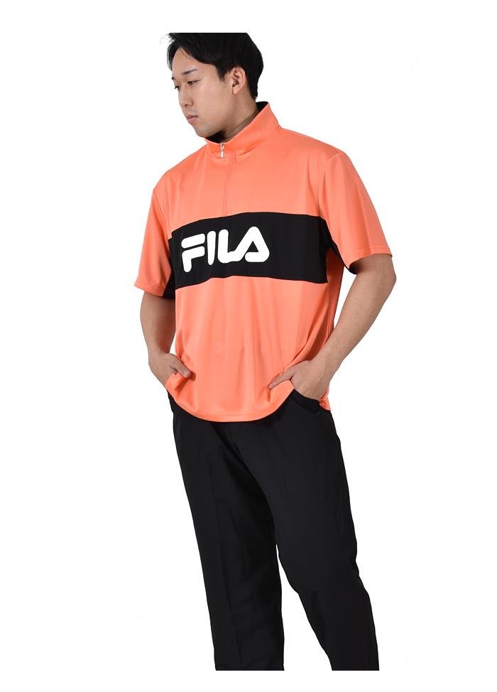 大きいサイズ メンズ FILA フィラ 切替 ハーフジップ 半袖 Tシャツ 吸水速乾 fm6524