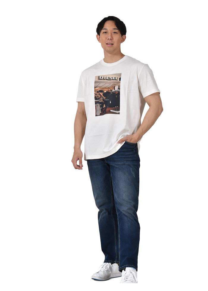 大きいサイズ メンズ DIESEL ディーゼル プリント 半袖 Tシャツ T-DIEGOR-G8 直輸入品 a08672-0cjac