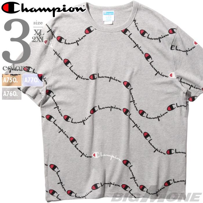 大きいサイズ メンズ Champion チャンピオン 総柄 半袖 Tシャツ USA直輸入 t5031p