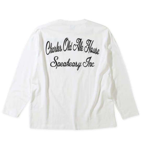 大きいサイズ メンズ SHELTY 天竺ルード系刺繍 長袖 Tシャツ オフホワイト 1268-3300-1 3L 4L 5L 6L