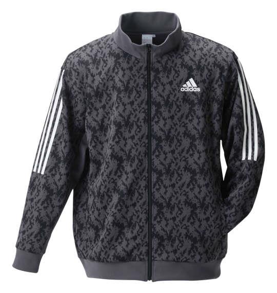 大きいサイズ メンズ adidas 総柄 ウォームアップ ジャケット カーボン 1276-3312-1 3XO 4XO 5XO 6XO 7XO 8XO