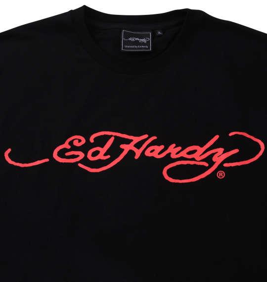 大きいサイズ メンズ Ed Hardy 天竺プリント 長袖 Tシャツ ブラック 1278-3335-2 3L 4L 5L 6L