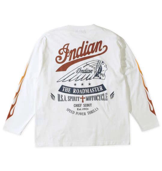 大きいサイズ メンズ INDIAN MOTOCYCLE 天竺プリント 長袖 Tシャツ オフホワイト 1278-3345-1 3L 4L 5L 6L