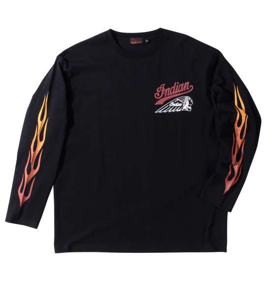 大きいサイズ メンズ INDIAN MOTOCYCLE 天竺プリント 長袖 Tシャツ ブラック 1278-3345-2 3L 4L 5L 6L