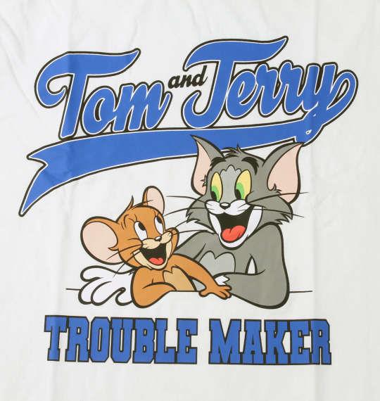 大きいサイズ メンズ TOM and JERRY 天竺プリント 長袖 Tシャツ オフホワイト 1278-3375-1 3L 4L 5L 6L