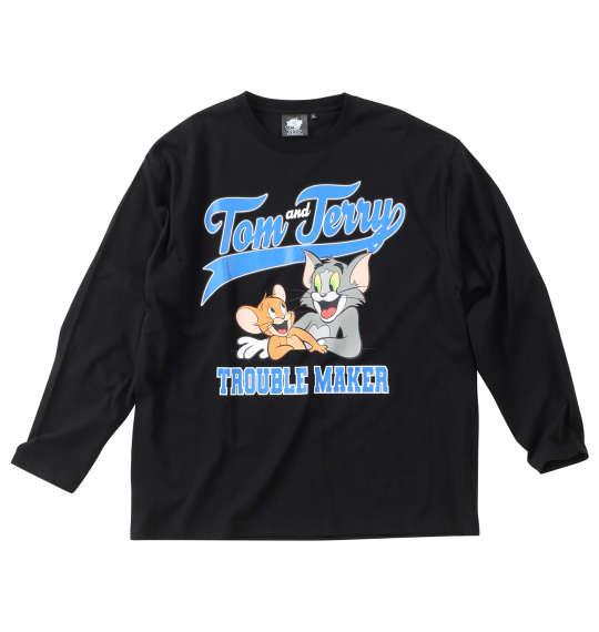 大きいサイズ メンズ TOM and JERRY 天竺プリント 長袖 Tシャツ ブラック 1278-3375-2 3L 4L 5L 6L