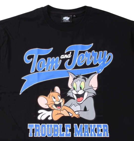 大きいサイズ メンズ TOM and JERRY 天竺プリント 長袖 Tシャツ ブラック 1278-3375-2 3L 4L 5L 6L