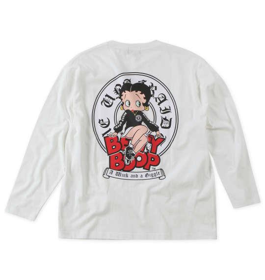 大きいサイズ メンズ BETTY BOOP 天竺プリント 長袖 Tシャツ オフホワイト 1278-3620-1 3L 4L 5L 6L