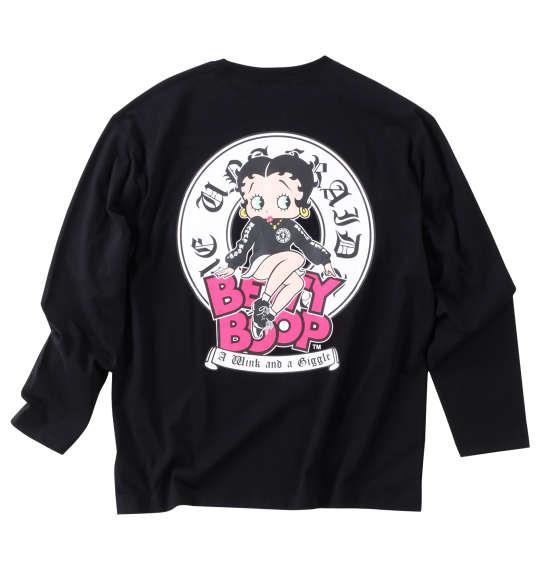 大きいサイズ メンズ BETTY BOOP 天竺プリント 長袖 Tシャツ ブラック 1278-3620-2 3L 4L 5L 6L