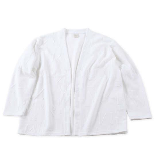大きいサイズ メンズ BEAUMERE 膨れジャガード 長袖 カーディガン + 半袖 Tシャツ ホワイト × ブラック 1258-3330-1 3L 4L 5L 6L