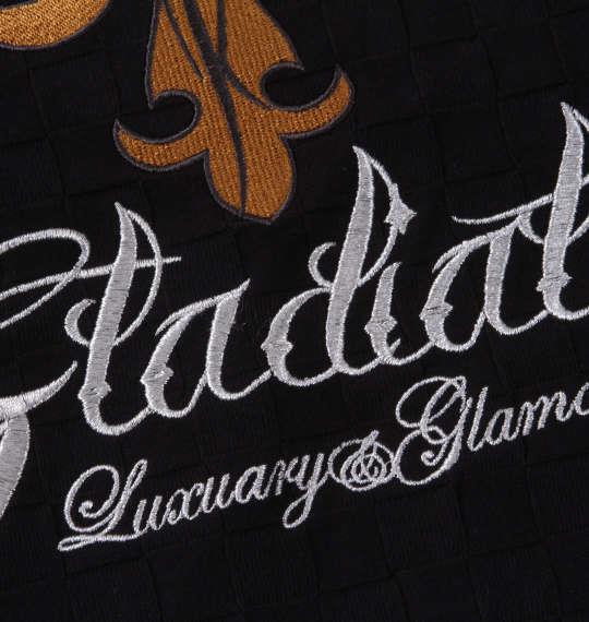 大きいサイズ メンズ GLADIATE 刺繍ブロックジャガード 長袖 Vネック Tシャツ ブラック 1258-3340-2 3L 4L 5L 6L