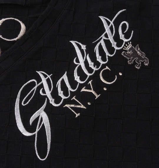 大きいサイズ メンズ GLADIATE 刺繍ブロックジャガード 長袖 Vネック Tシャツ ブラック 1258-3340-2 3L 4L 5L 6L