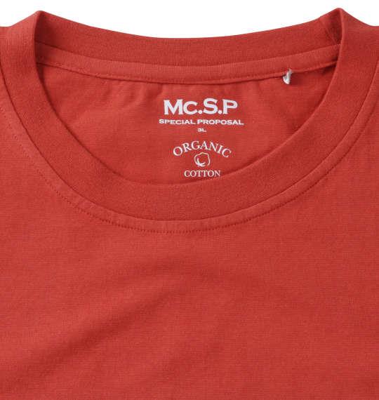 【max8】大きいサイズ メンズ Mc.S.P オーガニックコットン クルーネック 長袖 Tシャツ レッド 1278-3330-4 3L 4L 5L 6L 7L 8L