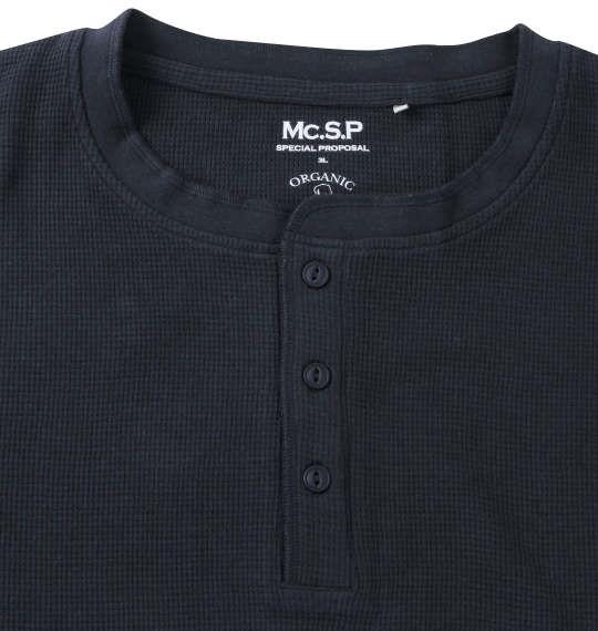 【max8】大きいサイズ メンズ Mc.S.P オーガニック ワッフル ヘンリーネック 長袖 Tシャツ ネイビー 1278-3331-1 3L 4L 5L 6L 7L 8L