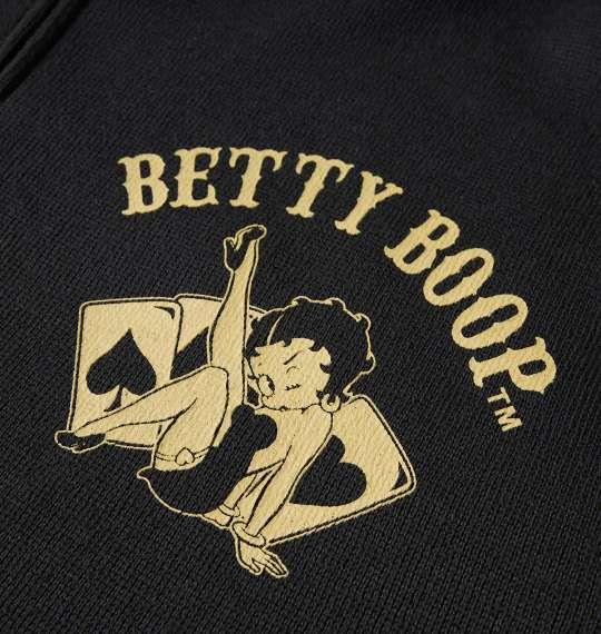 大きいサイズ メンズ BETTY BOOP ニット フリース 刺繍 & プリント フルジップ パーカー ブラック × ベージュ 1278-3621-1 3L 4L 5L 6L