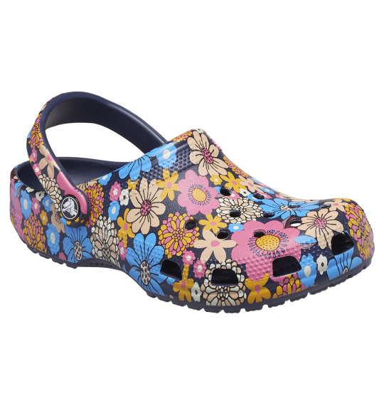 大きいサイズ メンズ crocs サンダル CLASSIC RETRO FLORAL CLOG ネイビー × マルチ 1240-3360-1 M12 M13