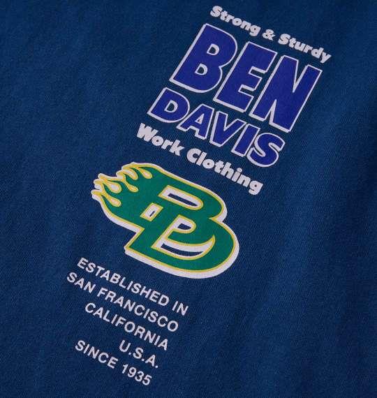 大きいサイズ メンズ BEN DAVIS スポンサードエンブレム 長袖 Tシャツ ダークブルー 1278-3661-1 3L 4L 5L 6L