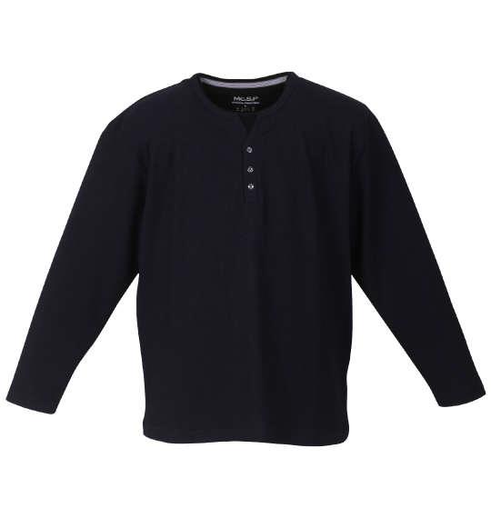 大きいサイズ メンズ Mc.S.P 裏起毛 フェイクレイヤード Yヘンリー 長袖 Tシャツ ブラック杢 1278-3395-2 3L 4L 5L 6L 7L 8L
