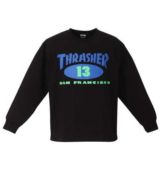 【max8】大きいサイズ メンズ THRASHER OLD OVAL13 長袖 Tシャツ ブラック 1278-3317-2 3L 4L 5L 6L 8L