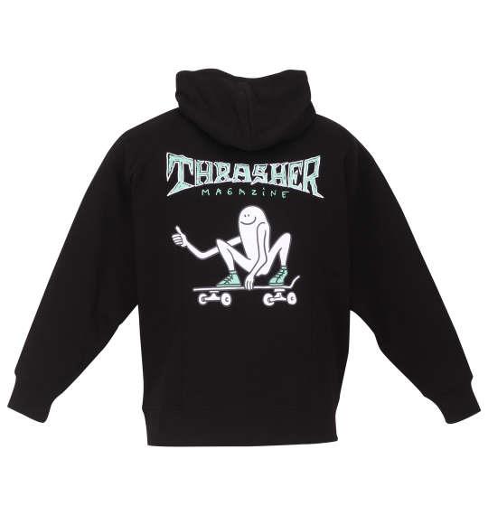 【max8】大きいサイズ メンズ THRASHER Gonz Thumbs フルジップ パーカー ブラック 1278-3319-2 3L 4L 5L 6L 8L