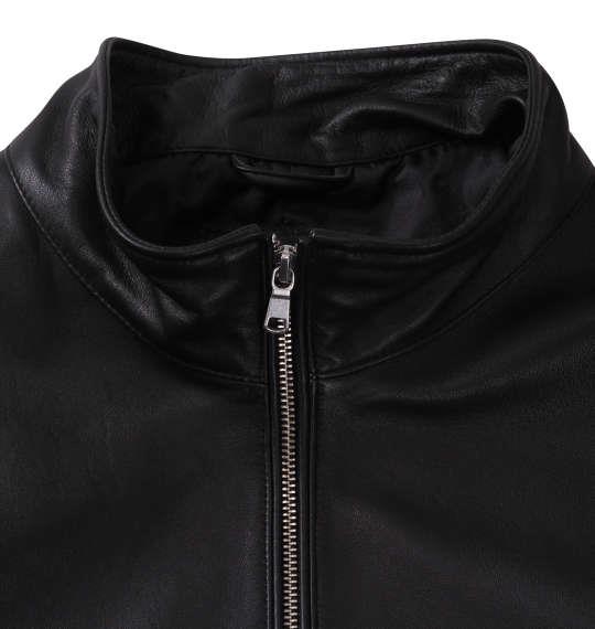 大きいサイズ メンズ TETE HOMME スタンドカラー レザー ブルゾン ブラック 1273-3355-2 3L 4L 5L 6L