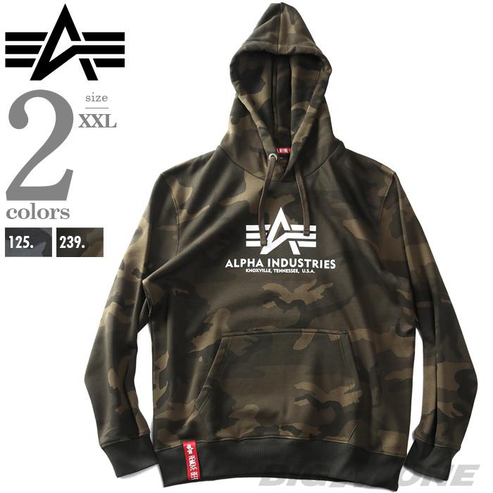 【bb1020】大きいサイズ メンズ ALPHA INDUSTRIES アルファインダストリーズ 迷彩柄 プルオーバー パーカー Basic hoody Camo USA直輸入 178312c