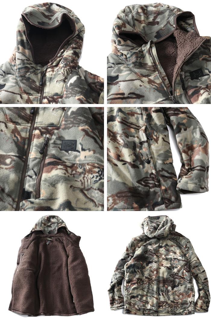 大きいサイズ メンズ UNDER ARMOUR アンダーアーマー 迷彩柄 フリース フルジップ フーデッド ジャケット Rut Windproof Jacket USA直輸入 1378817-994