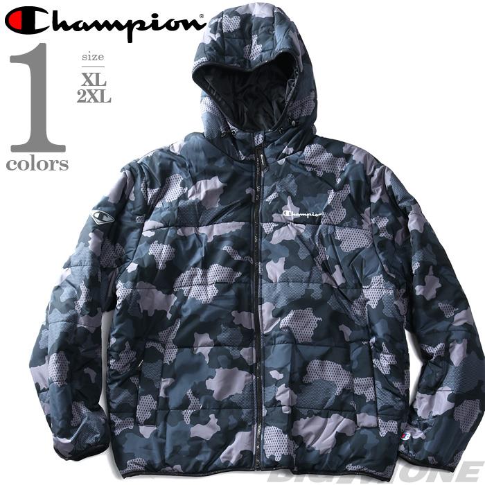 大きいサイズ メンズ Champion チャンピオン 迷彩柄 フルジップ フーデッド 中綿 ジャケット USA直輸入 v4728p-awlm