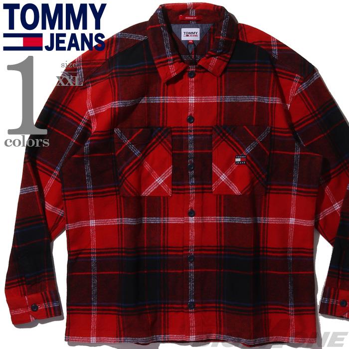 大きいサイズ メンズ TOMMY JEANS トミージーンズ チェック柄 長袖 シャツ USA直輸入 dm0dm17254