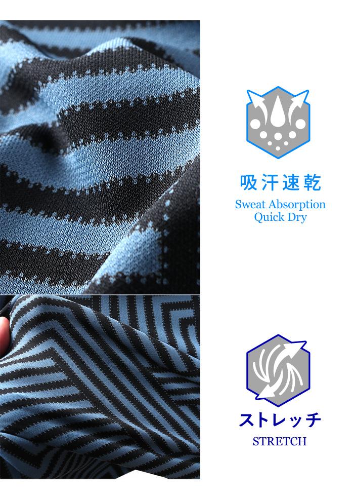 【SB0322】大きいサイズ メンズ FICCE GOLF フィッチェゴルフ 吸汗速乾 ストレッチ 幾何学柄 半袖 ポロシャツ ゴルフウェア 242712