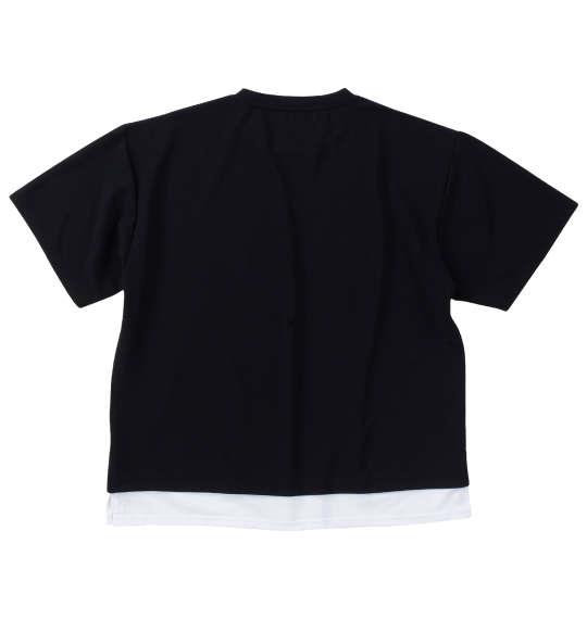 大きいサイズ メンズ launching pad アムンゼンツイル裾フェイクレイヤード 半袖 Tシャツ ブラック × ホワイト 1258-4251-2 3L 4L 5L 6L
