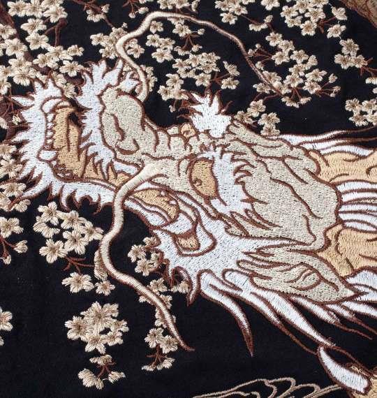 大きいサイズ メンズ 絡繰魂 龍神桜刺繍 半袖 Tシャツ ブラック 1258-4267-1 3L 4L 5L 6L