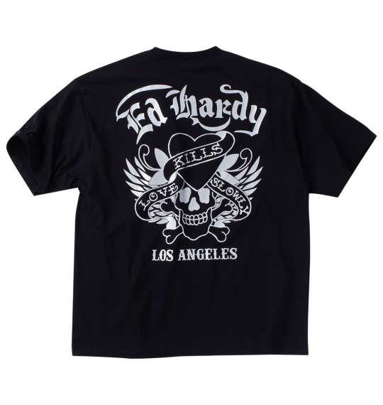 【max8】大きいサイズ メンズ Ed Hardy 天竺箔プリント 半袖 Tシャツ ブラック × シルバー 1278-4515-1 3L 4L 5L 6L 8L