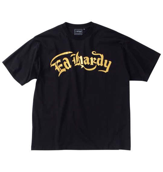 【max8】大きいサイズ メンズ Ed Hardy 天竺箔プリント 半袖 Tシャツ ブラック × ゴールド 1278-4515-2 3L 4L 5L 6L 8L