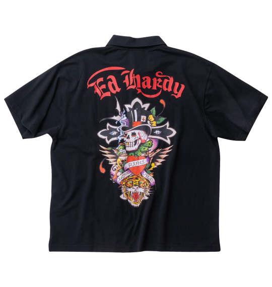 【max8】大きいサイズ メンズ Ed Hardy 鹿の子プリント 半袖 ポロシャツ ブラック 1278-4516-2 3L 4L 5L 6L 8L