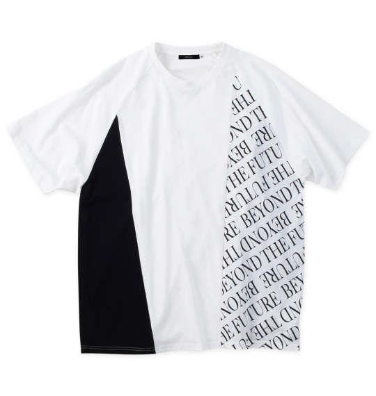 大きいサイズ メンズ Re:luxi 切替 半袖 Tシャツ ホワイト 1278-4525-1 3L 4L 5L 6L