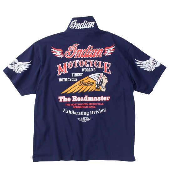 【max8】大きいサイズ メンズ INDIAN MOTOCYCLE 鹿の子プリント & 刺繍 半袖 ポロシャツ ネイビー 1278-4541-1 3L 4L 5L 6L 8L