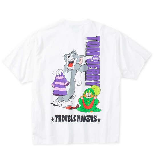 【max8】大きいサイズ メンズ TOM and JERRY 天竺プリントポケット付 半袖 Tシャツ オフホワイト 1278-4561-1 3L 4L 5L 6L 8L