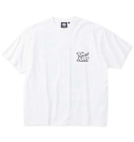 【max8】大きいサイズ メンズ TOM and JERRY 天竺プリントポケット付 半袖 Tシャツ オフホワイト 1278-4561-1 3L 4L 5L 6L 8L