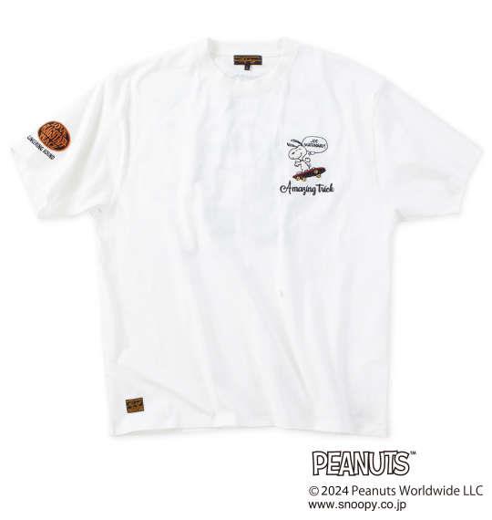 【max8】大きいサイズ メンズ FLAGSTAFF × PEANUTS スヌーピーコラボ 半袖 Tシャツ ホワイト 1278-4505-1 3L 4L 5L 6L 8L