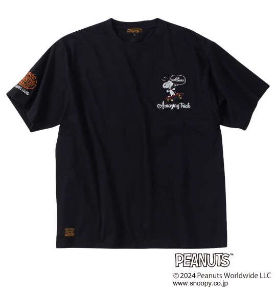 大きいサイズ メンズ FLAGSTAFF × PEANUTS スヌーピーコラボ 半袖 Tシャツ ブラック 1278-4505-2 3L 4L 5L 6L 8L