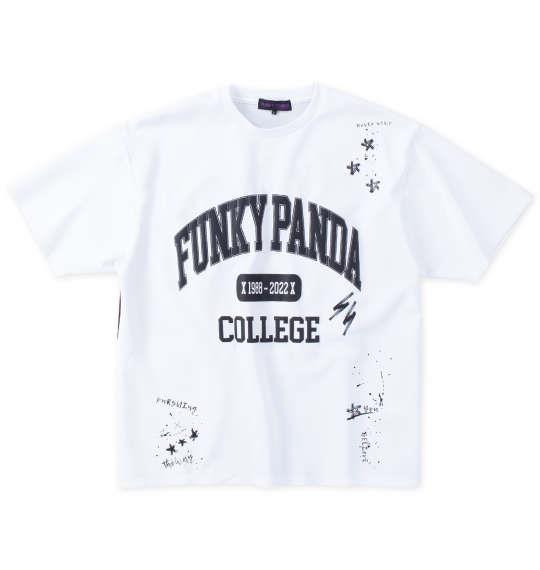 大きいサイズ メンズ FUNKY PANDA by in the attic イタズラカレッジロゴ 半袖 Tシャツ ホワイト 1258-4200-1 3L 4L 5L 6L