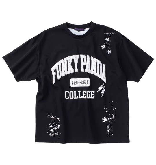 大きいサイズ メンズ FUNKY PANDA by in the attic イタズラカレッジロゴ 半袖 Tシャツ ブラック 1258-4200-2 3L 4L 5L 6L