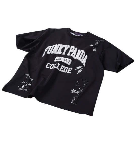 大きいサイズ メンズ FUNKY PANDA by in the attic イタズラカレッジロゴ 半袖 Tシャツ ブラック 1258-4200-2 3L 4L 5L 6L