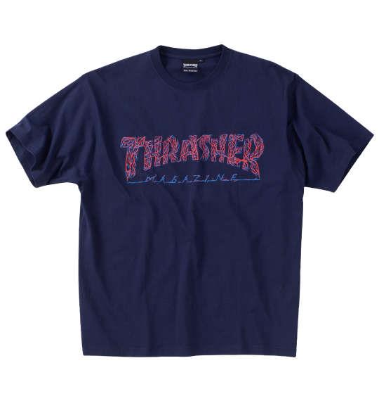 【max8】大きいサイズ メンズ THRASHER veins comp 半袖 Tシャツ ネイビー 1278-4563-1 3L 4L 5L 6L 8L