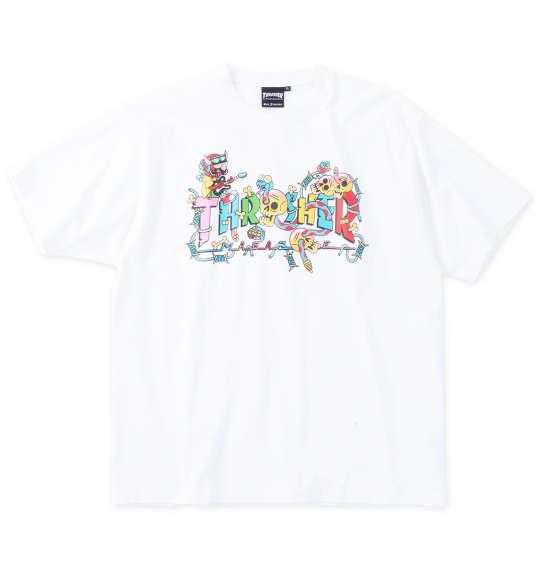 【max8】大きいサイズ メンズ THRASHER devil's Music 半袖 Tシャツ ホワイト 1278-4564-1 3L 4L 5L 6L 8L