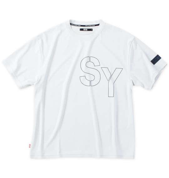 大きいサイズ メンズ SY32 by SWEET YEARS ステンシルロゴ 半袖 Tシャツ ホワイト × グレー 1278-4292-1 3L 4L 5L 6L