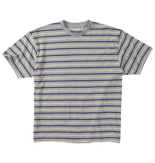 【max8】大きいサイズ メンズ Mc.S.P オーガニックコットン ボーダー クルーネック 半袖 Tシャツ グレー杢 1278-4511-3 3L 4L 5L 6L 7L 8L