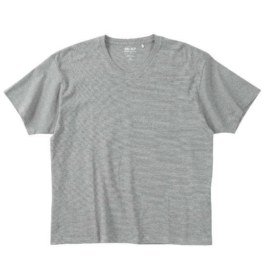 【max8】大きいサイズ メンズ Mc.S.P オーガニックコットン ミジンボーダー Vネック 半袖 Tシャツ グレー 1278-4512-1 3L 4L 5L 6L 7L 8L